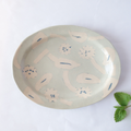 Nerikomi Spring Blue Seed Garden Oval Plate