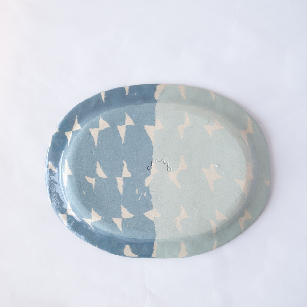 Nerikomi Butterfly Quilt Oval Plate