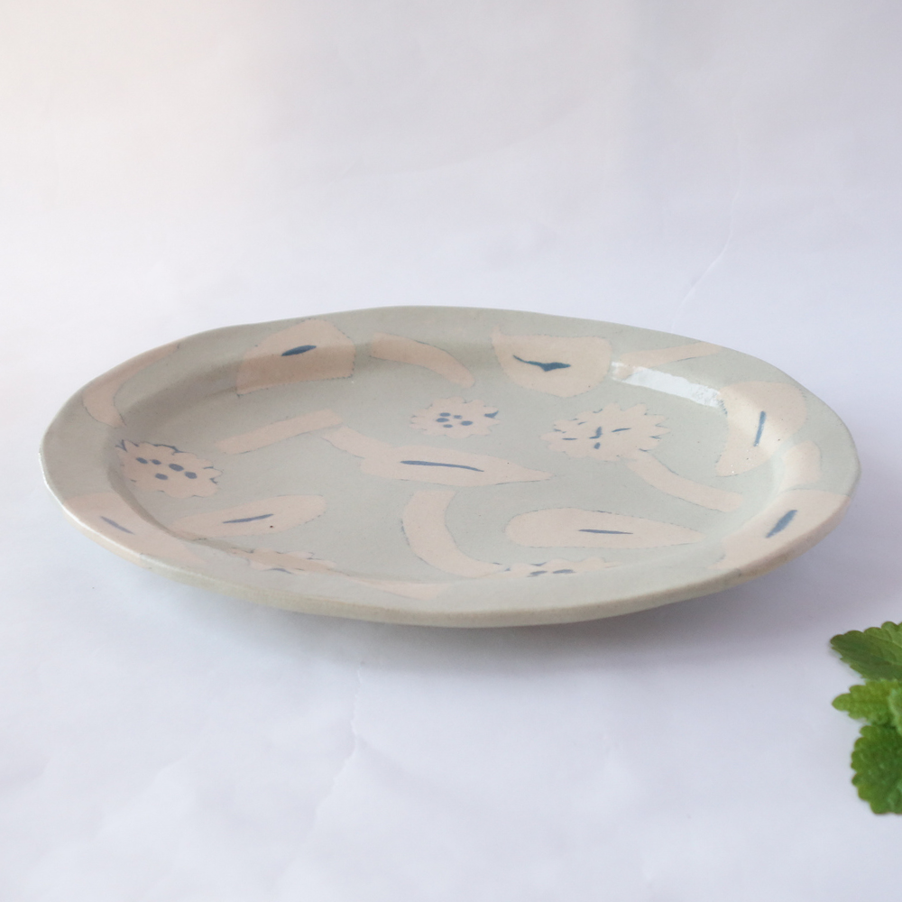 Nerikomi Spring Blue Seed Garden Oval Plate
