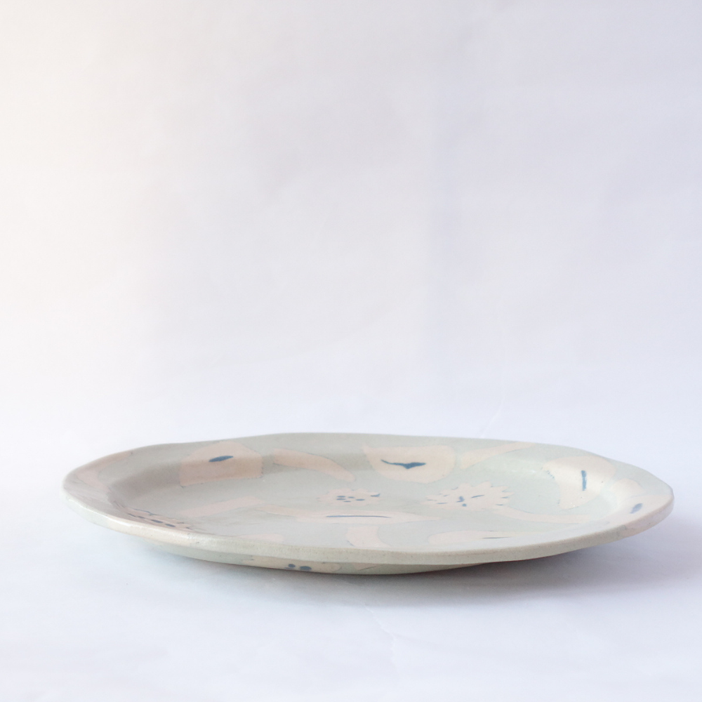 Nerikomi Spring Blue Seed Garden Oval Plate