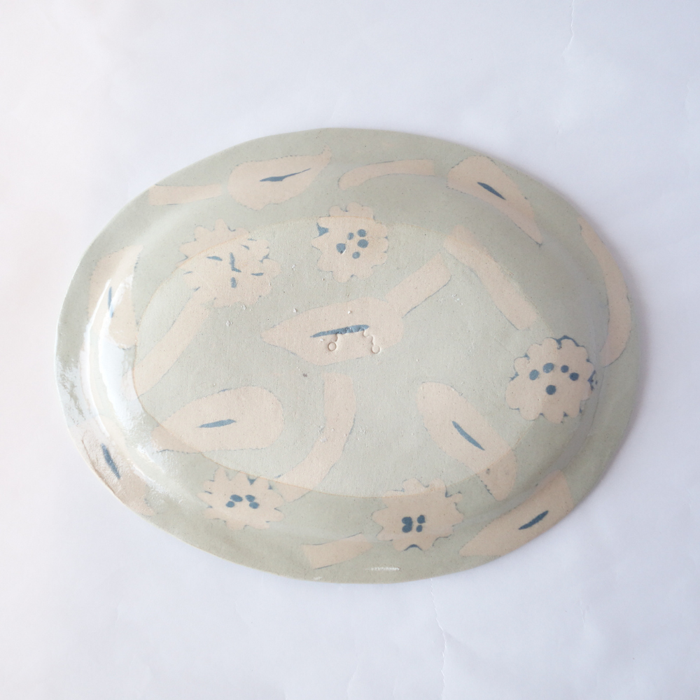 Nerikomi Spring Blue Seed Garden Oval Plate