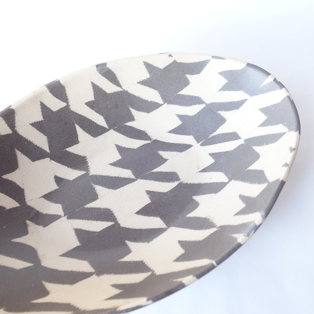 Nerikomi Houndstooth Pattern Oval Bowl B