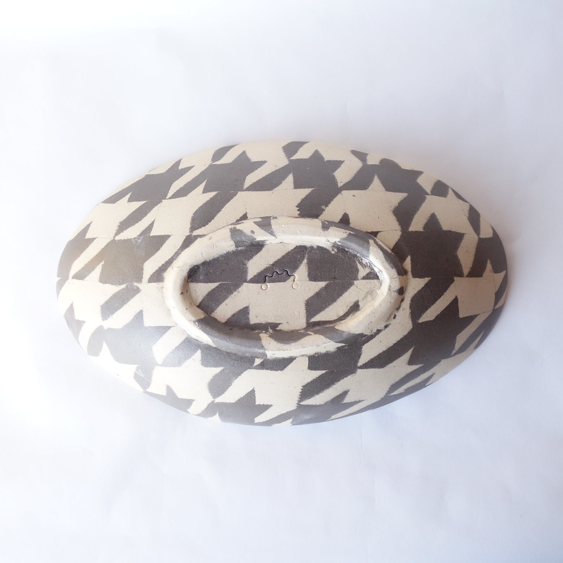 Nerikomi Houndstooth Pattern Oval Bowl