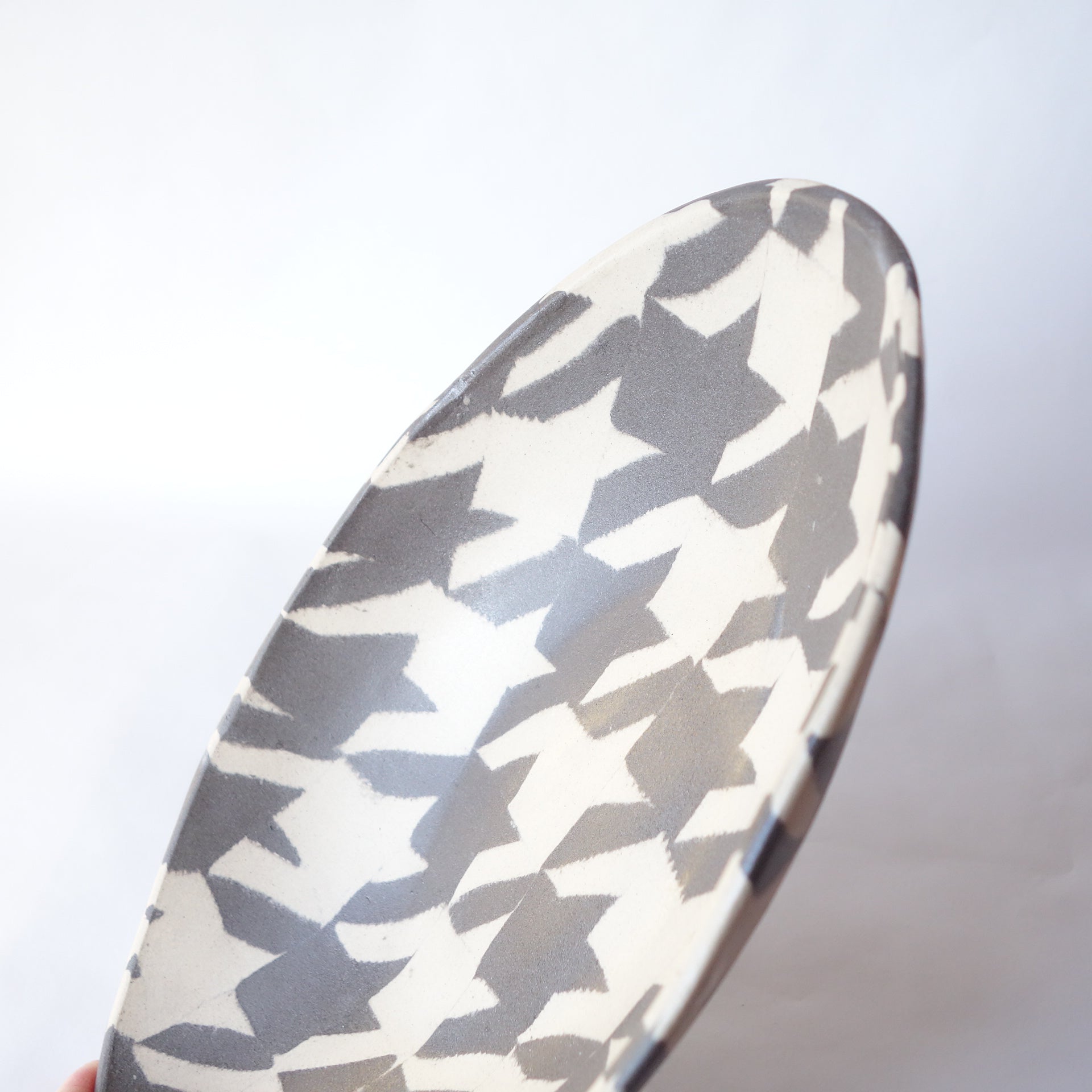 Nerikomi Houndstooth Pattern Oval Bowl