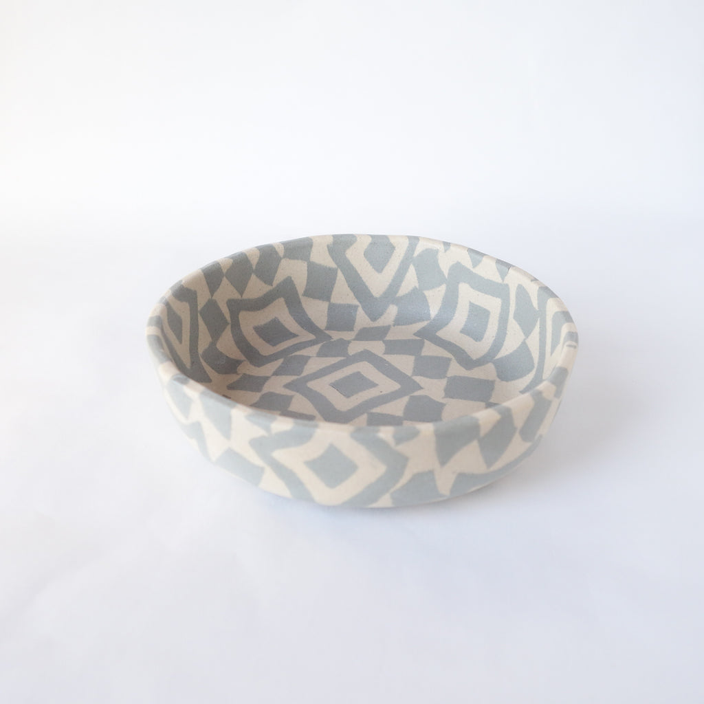 Nerikomi Blue Tile Pattern Round Bowl B