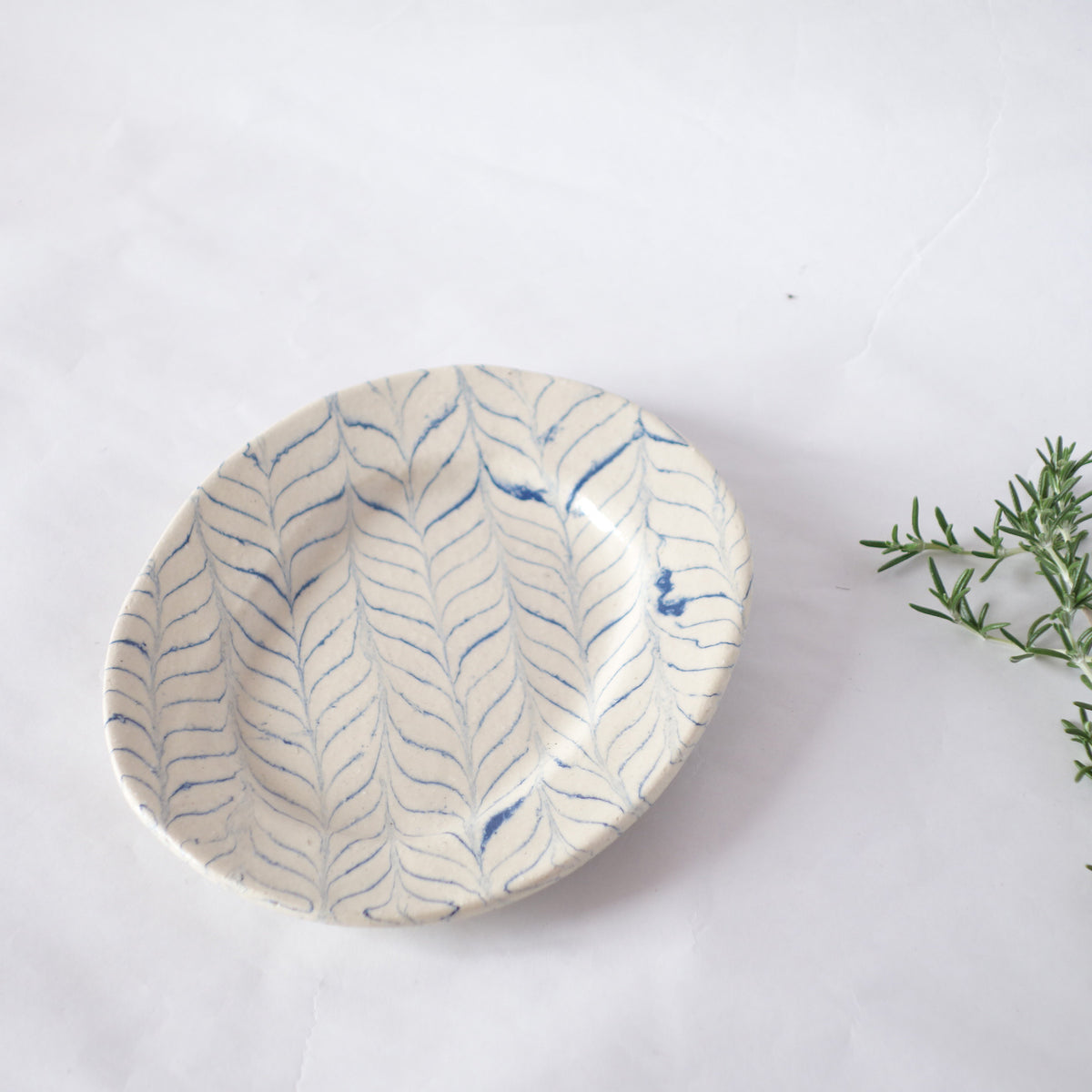 Nerikomi Blue Uzura Oval Plate