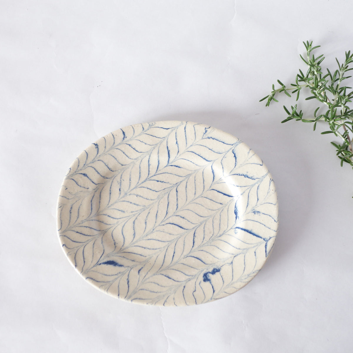 Nerikomi Blue Uzura Oval Plate