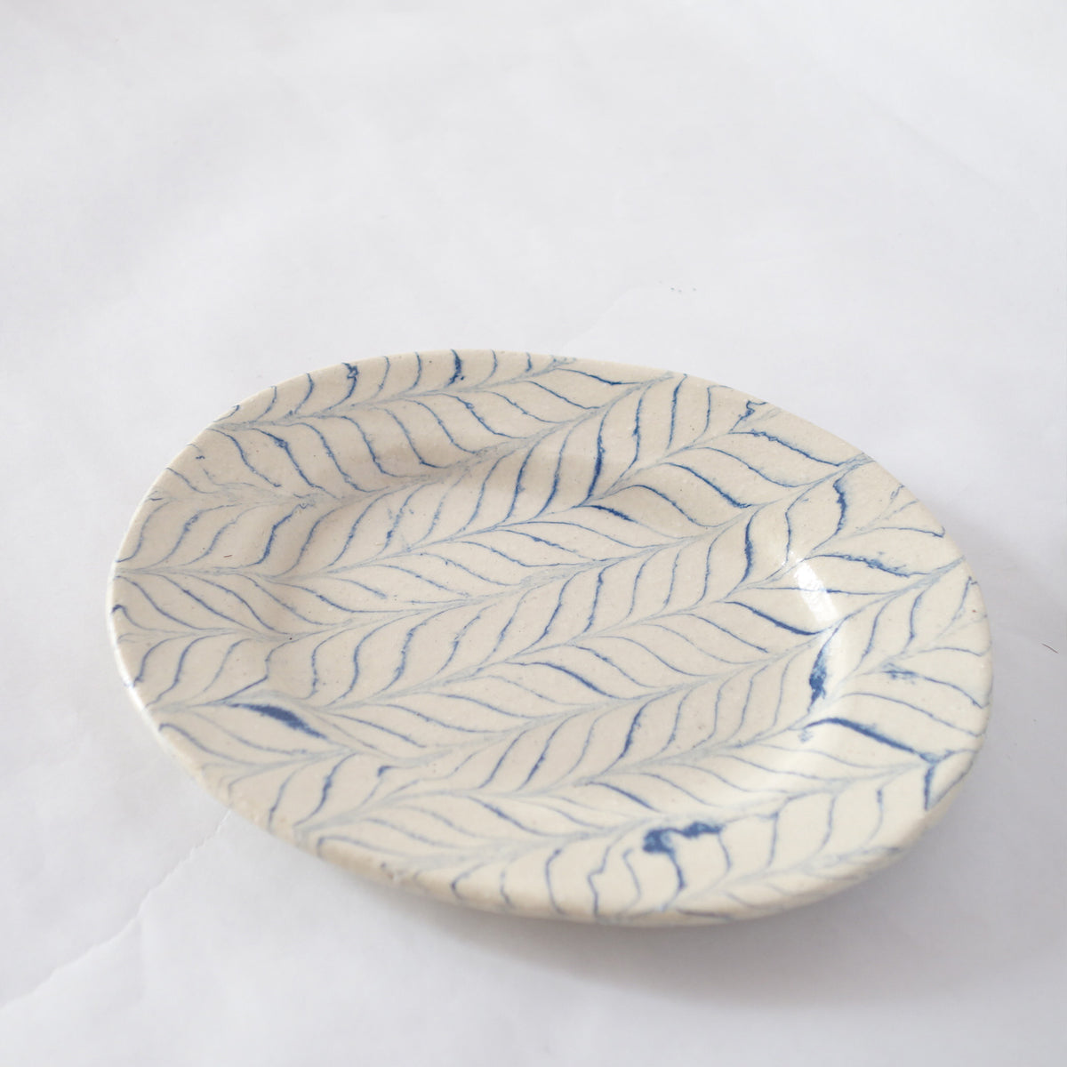 Nerikomi Blue Uzura Oval Plate