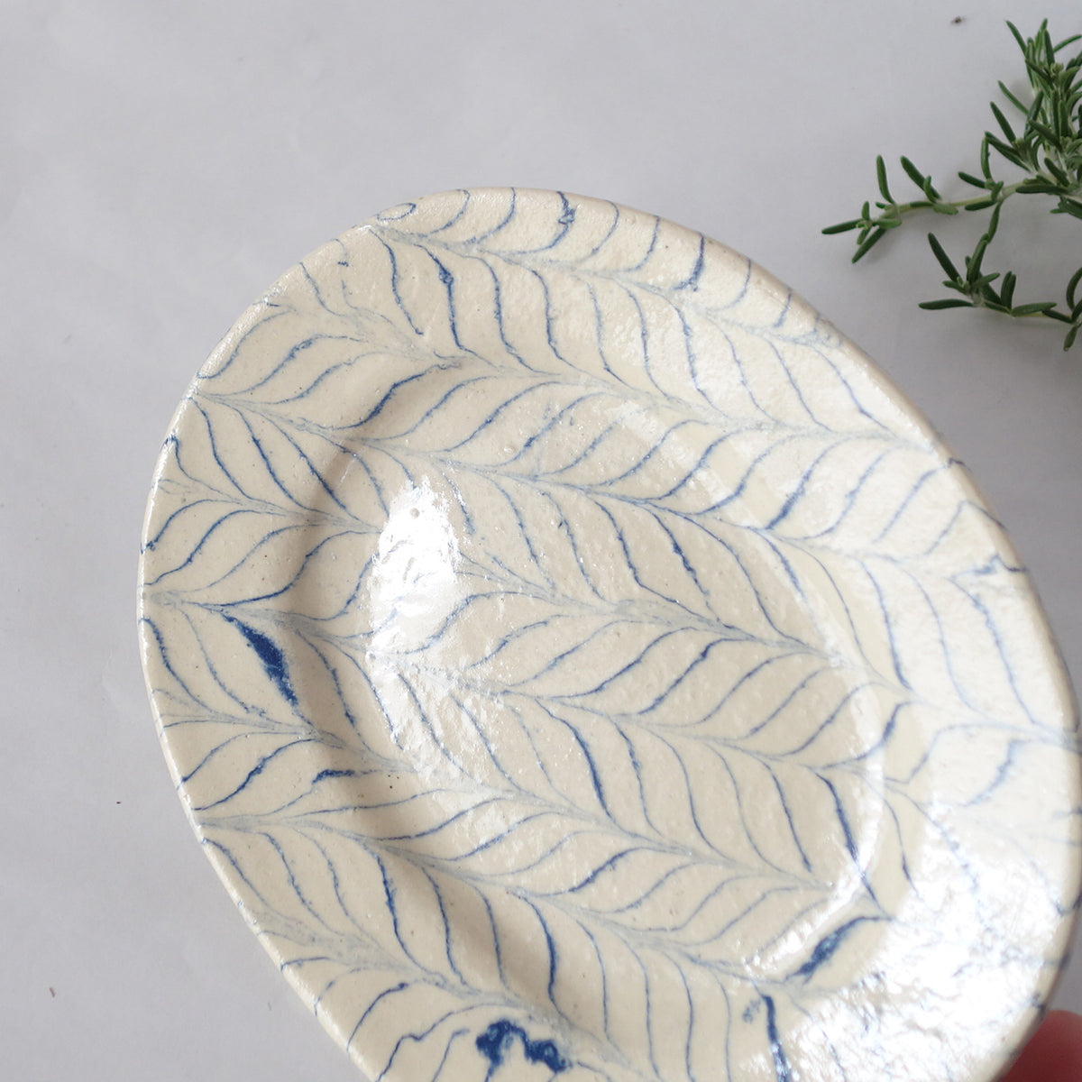 Nerikomi Blue Uzura Oval Plate