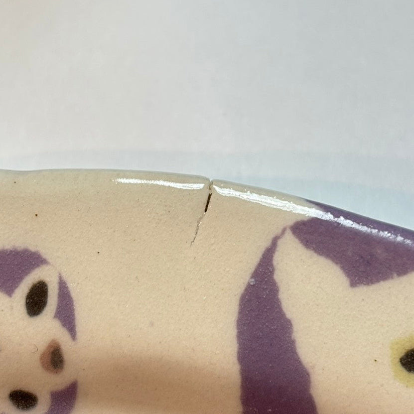 Nerikomi Many White Cats Pattern Oval Plate B