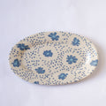 Nerikomi Nostalgic Blue Flower Fabric Pattern Oval Plate