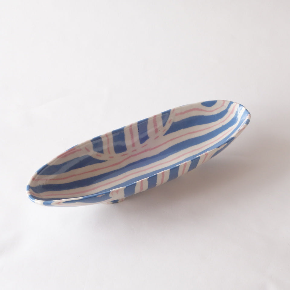 Nerikomi Blue Stripe Bamlieke Pattern Boat B