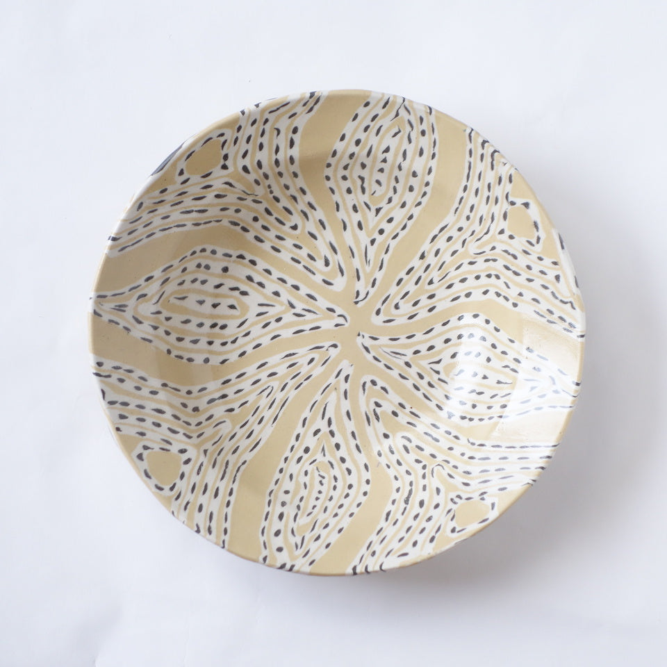 Nerikomi Old Indian Fabric Pattern Round Bowl Rim