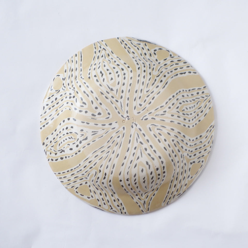 Nerikomi Old Indian Fabric Pattern Round Bowl Rim