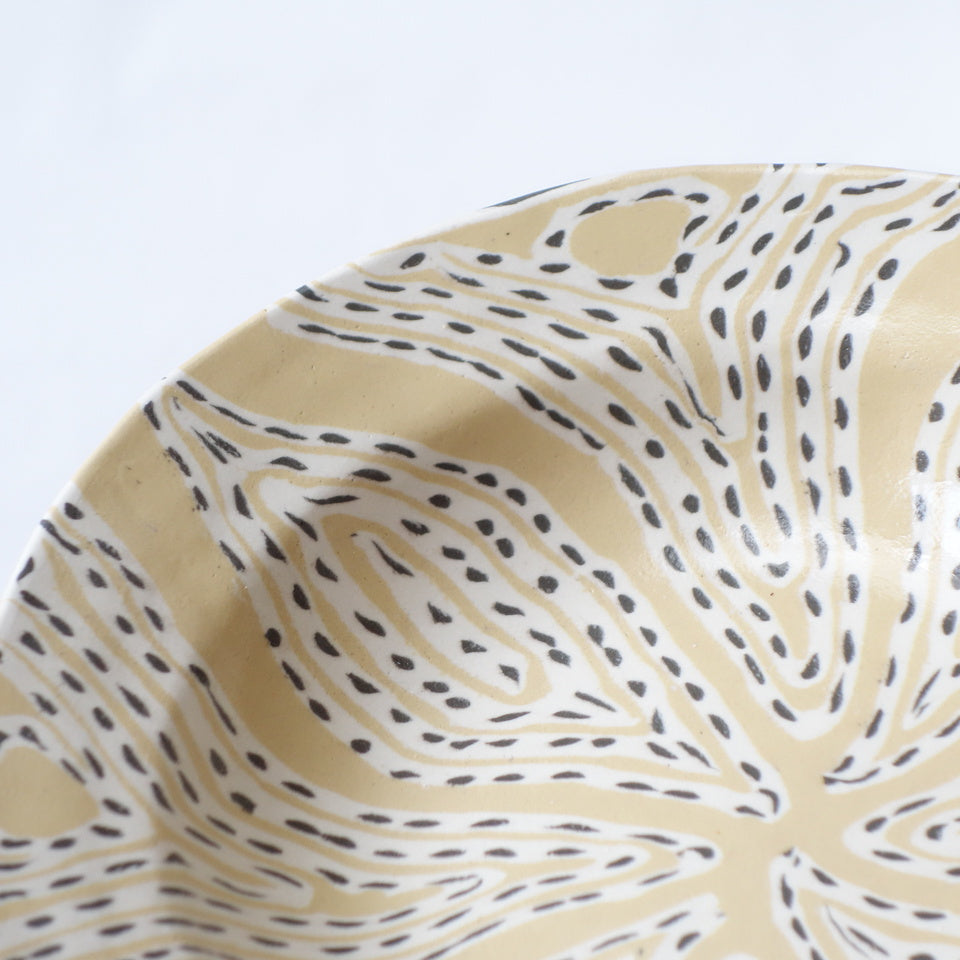 Nerikomi Old Indian Fabric Pattern Round Bowl Rim