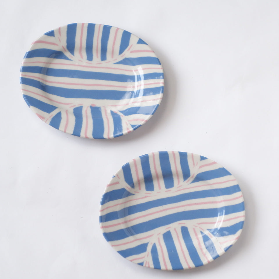 Nerikomi Blue Stripe Bamlieke Pattern Plate