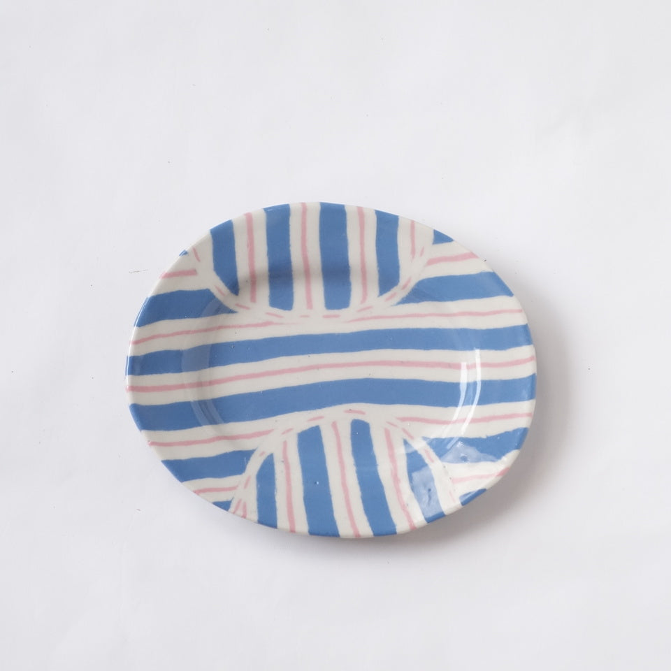 Nerikomi Blue Stripe Bamlieke Pattern Plate