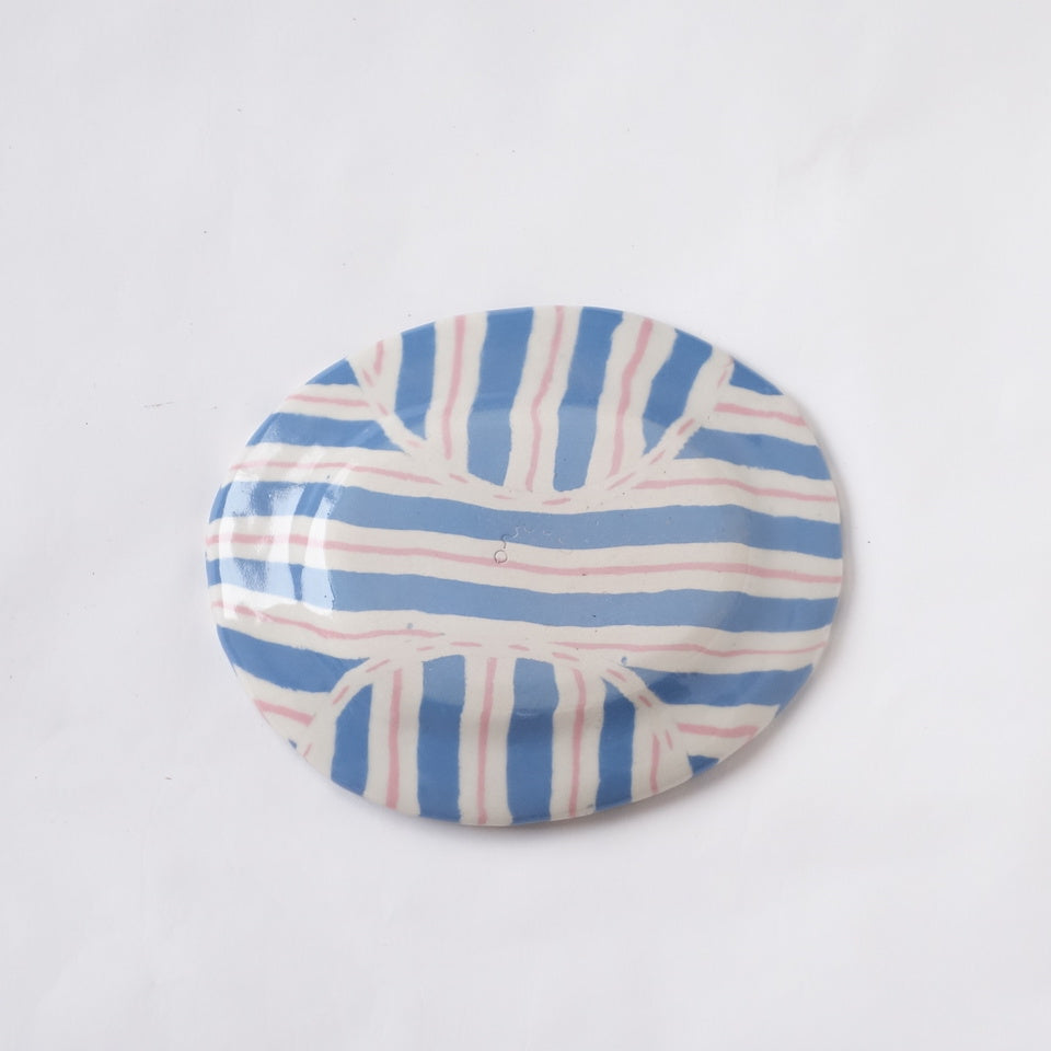 Nerikomi Blue Stripe Bamlieke Pattern Plate