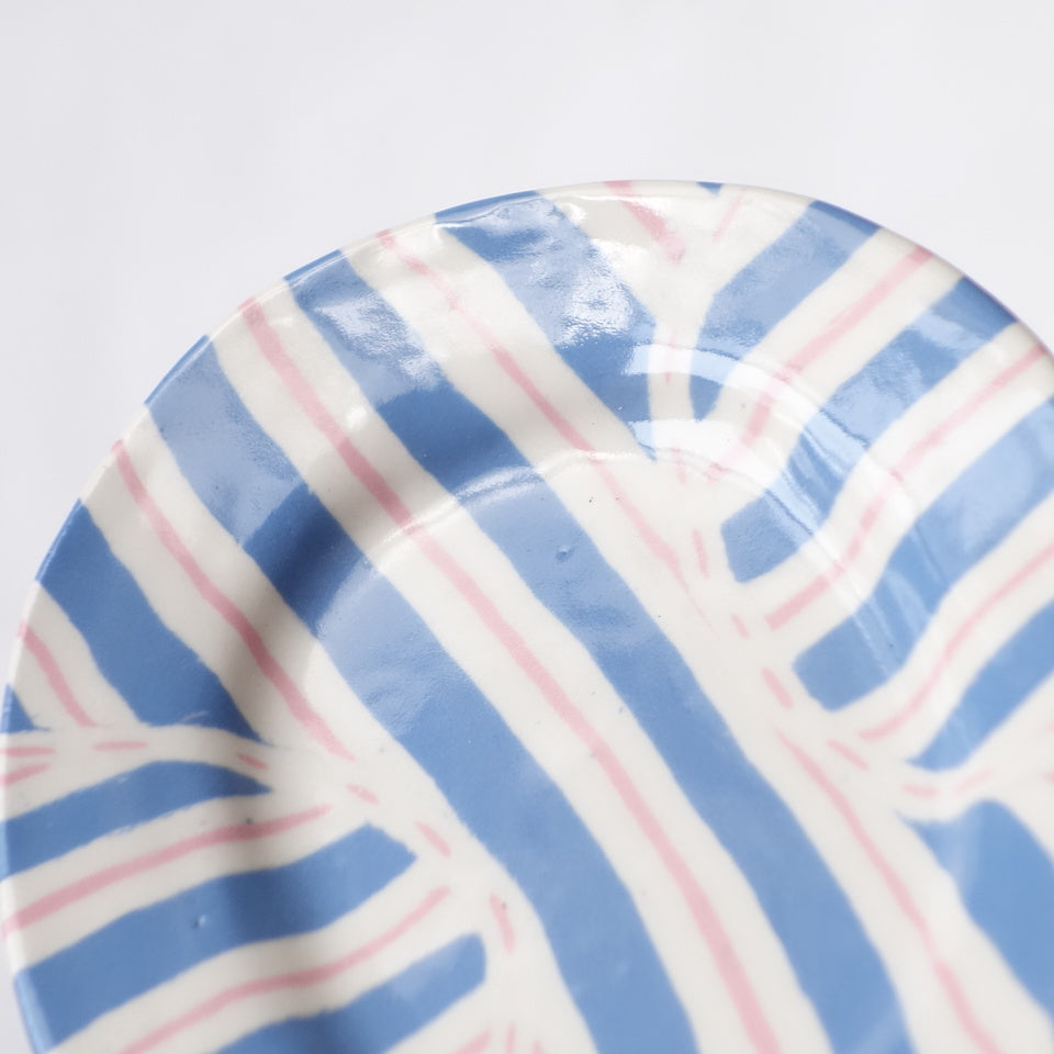 Nerikomi Blue Stripe Bamlieke Pattern Plate