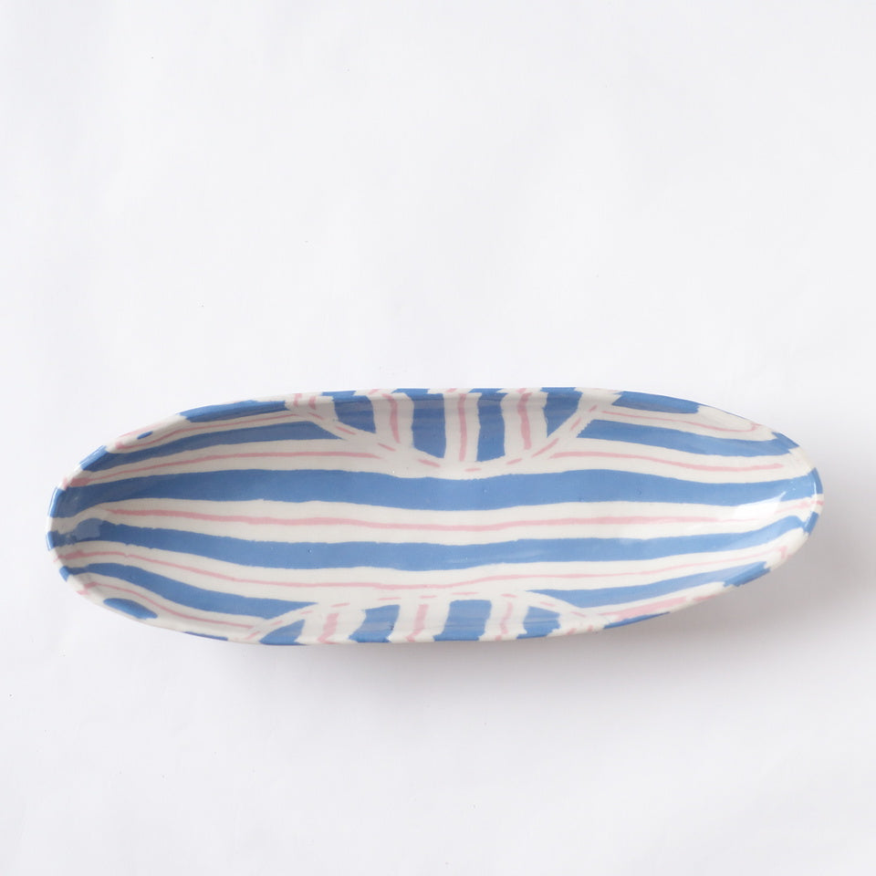 Nerikomi Blue Stripe Bamlieke Pattern Boat B