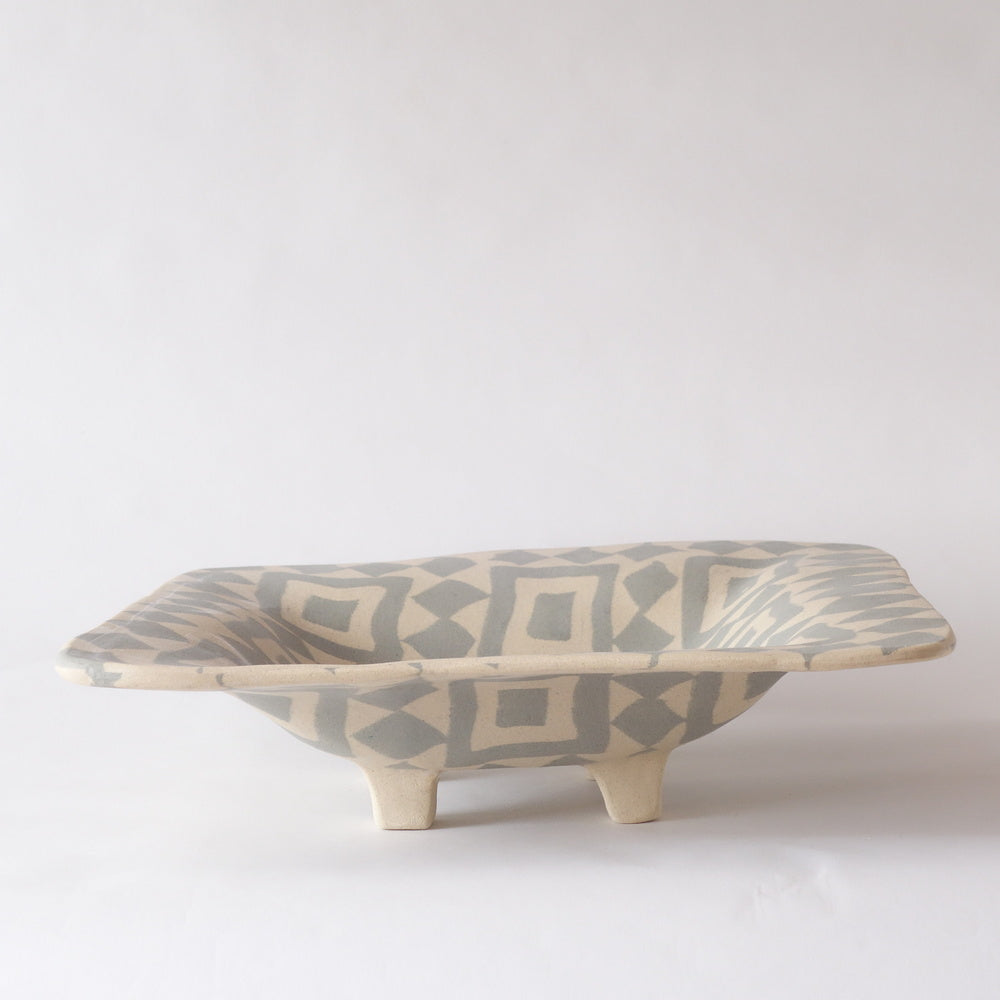 Nerikomi Tile Wall Pattern Square Bowl with Wide Rim