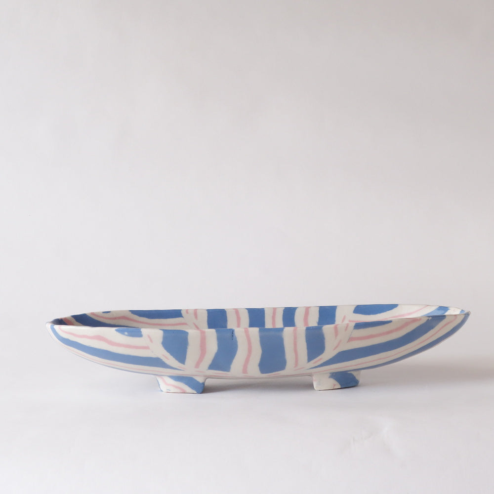 Nerikomi Blue Stripe Bamlieke Pattern Boat B