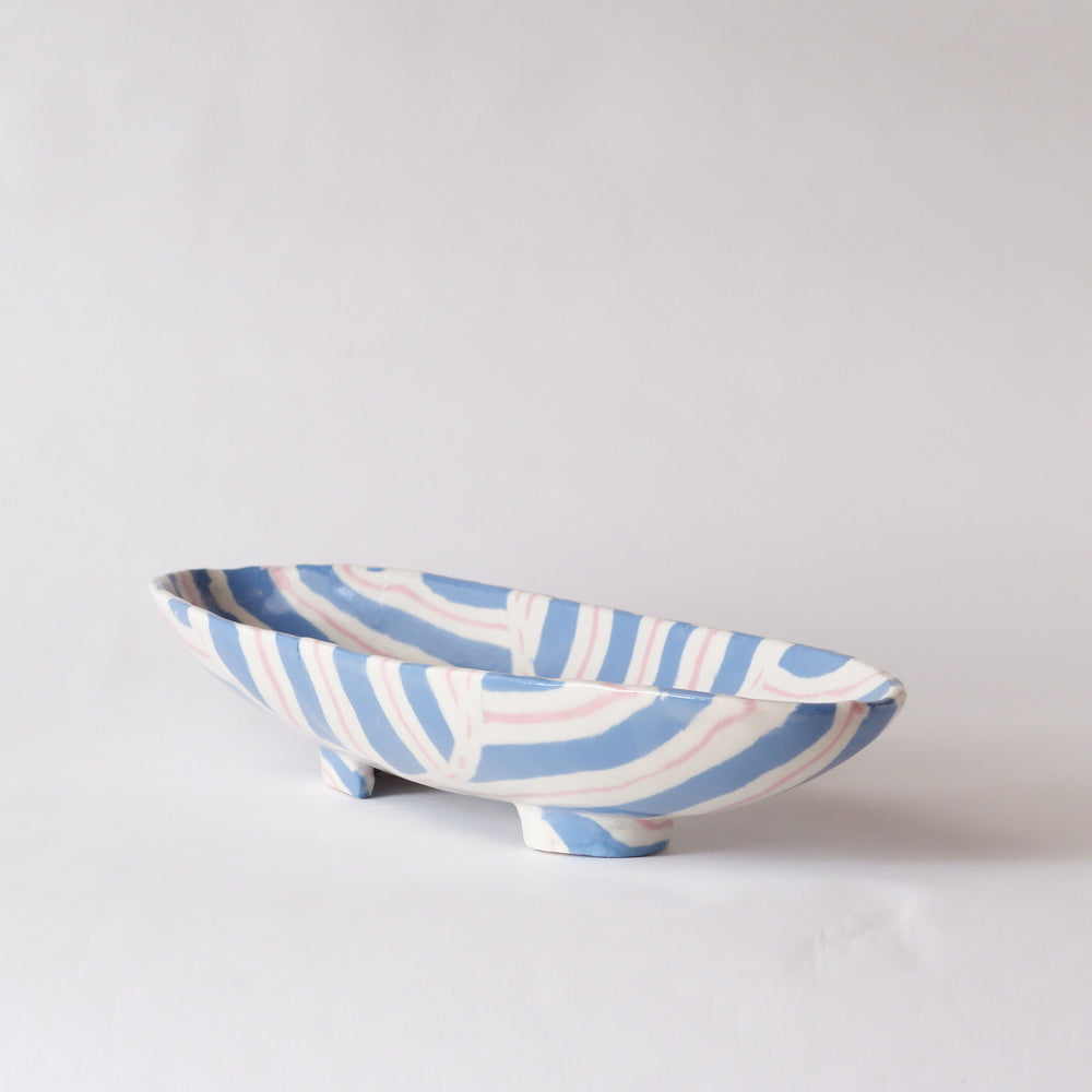 Nerikomi Blue Stripe Bamlieke Pattern Boat B
