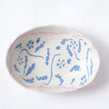Nerikomi Blue Flower Pink Frame Pattern Oval Bowl