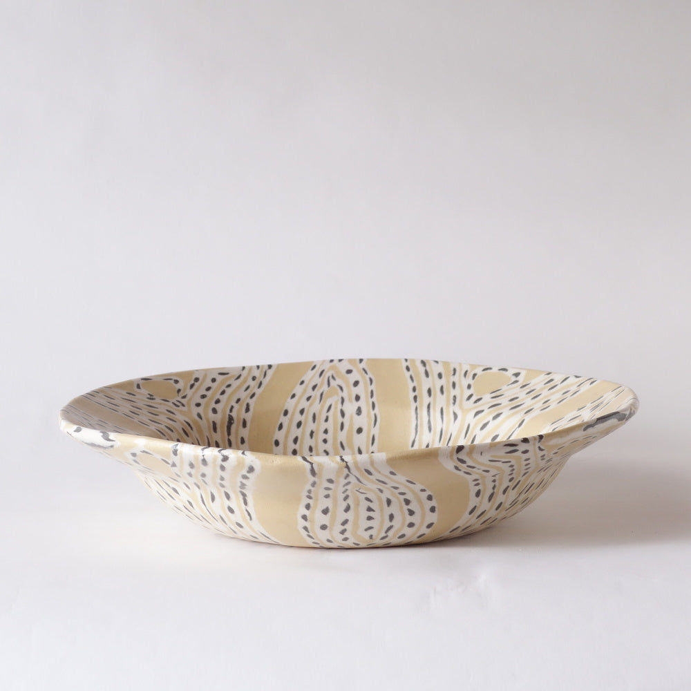 Nerikomi Old Indian Fabric Pattern Round Bowl Rim