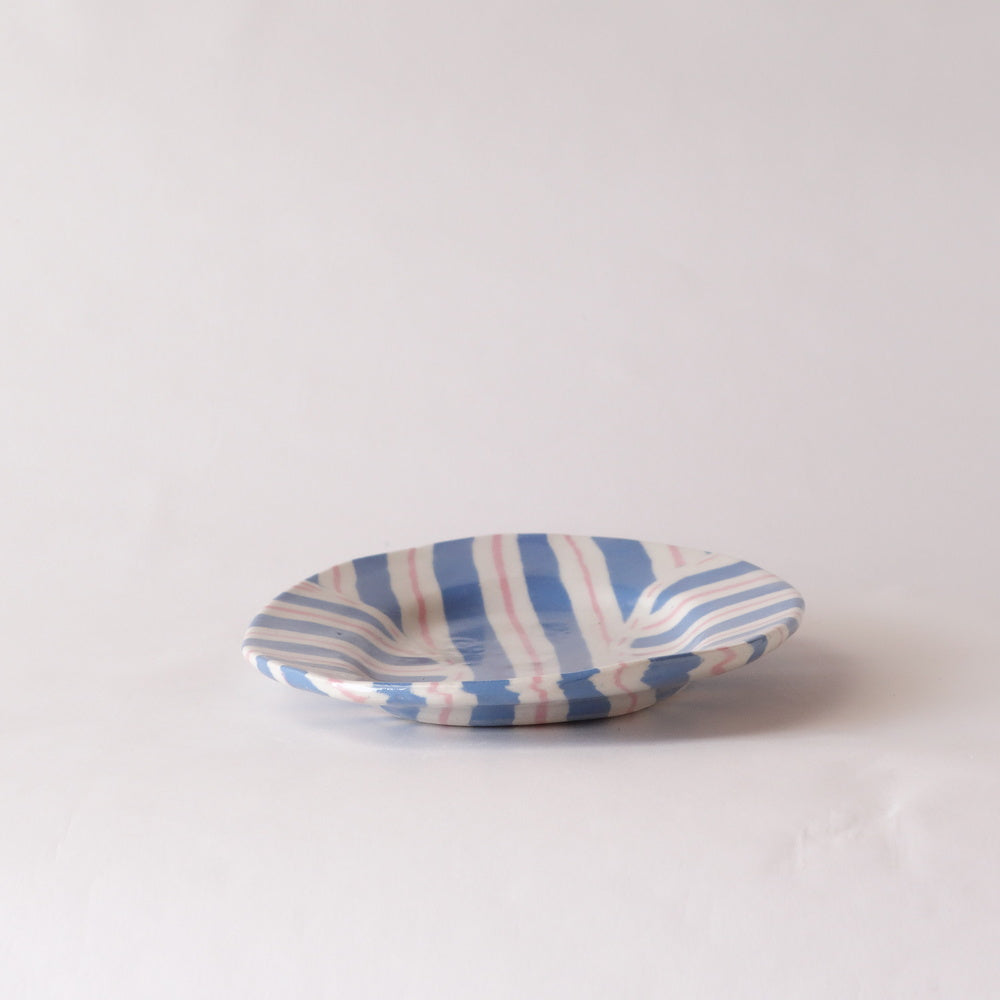 Nerikomi Blue Stripe Bamlieke Pattern Plate