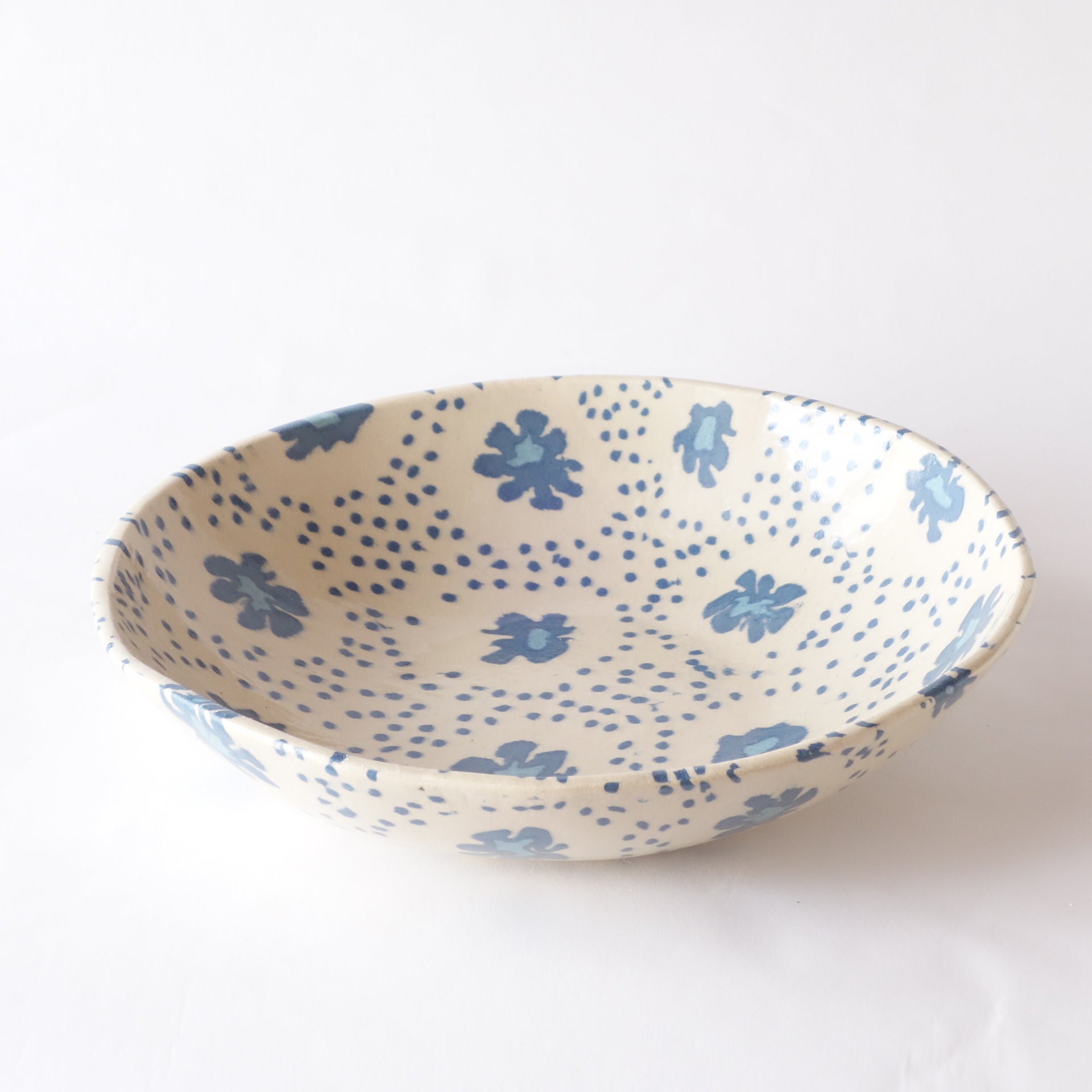 Nerikomi Nostalgic Blue Flower Fabric Pattern Bowl