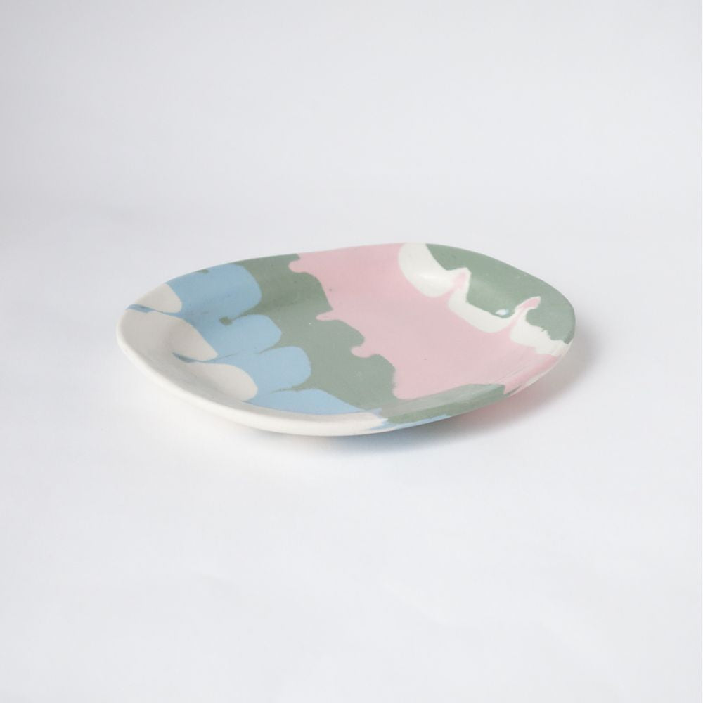 Nerikomi Ribbon Weave Pattern Oval Plate