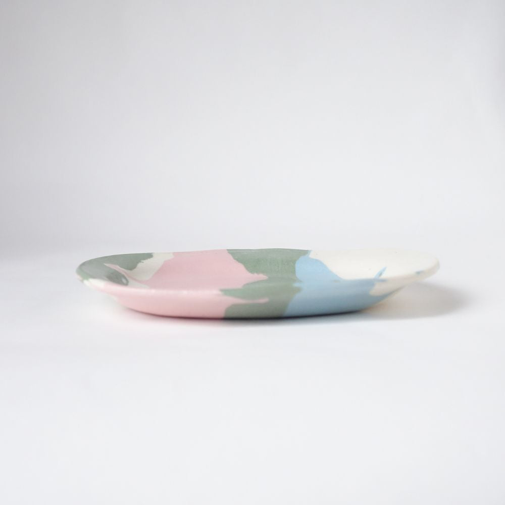 Nerikomi Ribbon Weave Pattern Oval Plate