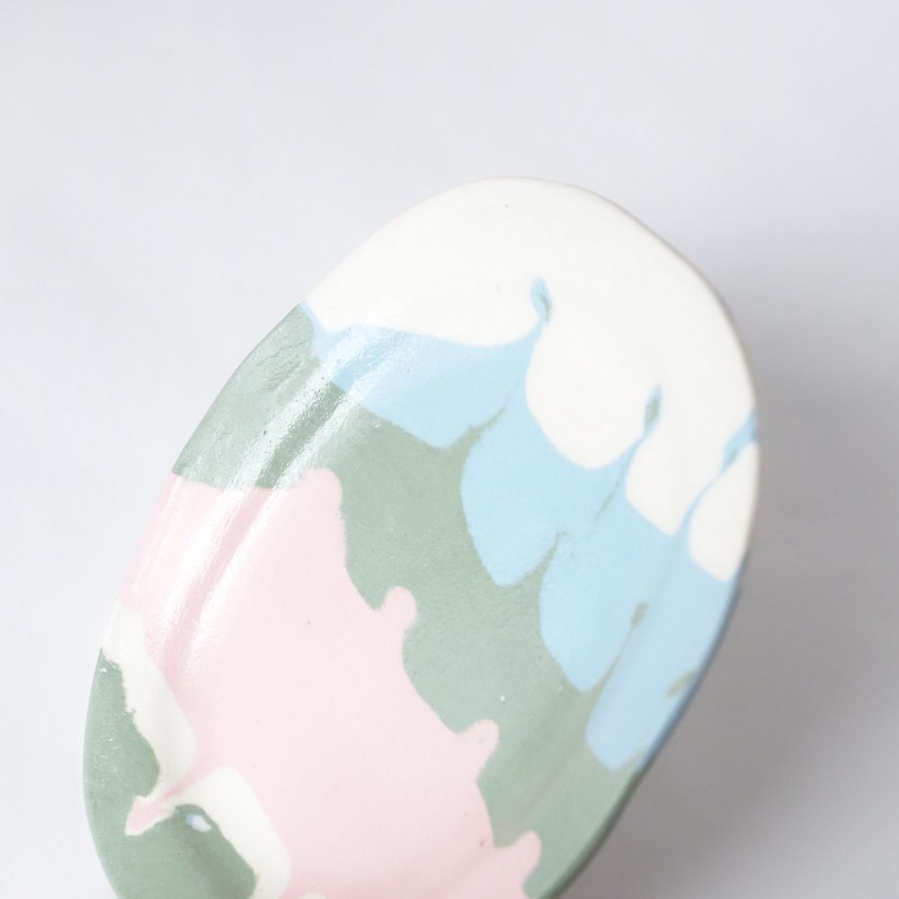 Nerikomi Ribbon Weave Pattern Oval Plate