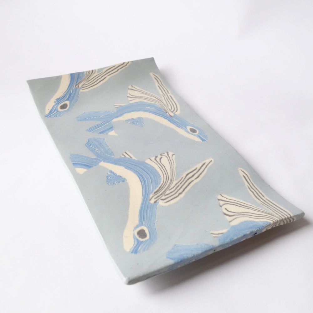Nerikomi Flying Fish Pattern Rectangle Tray