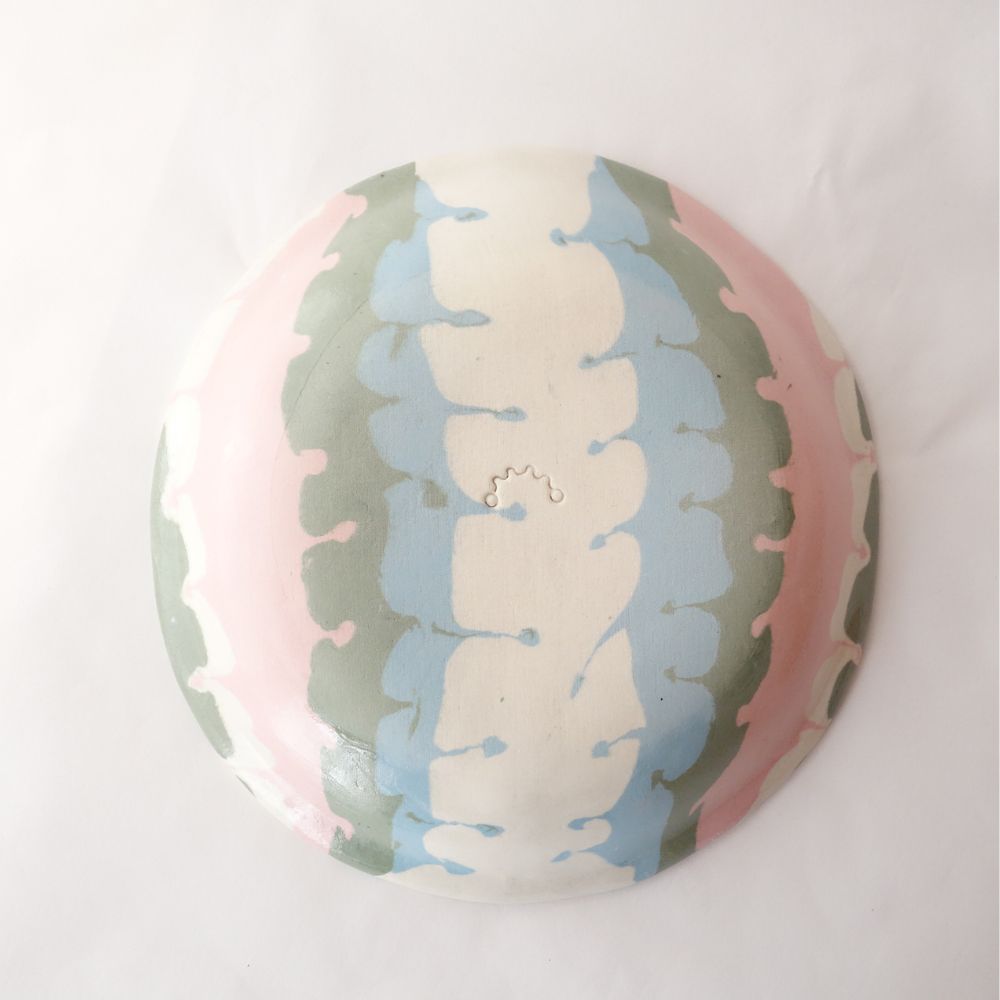 Nerikomi Ribbon Weave Pattern Round Plate