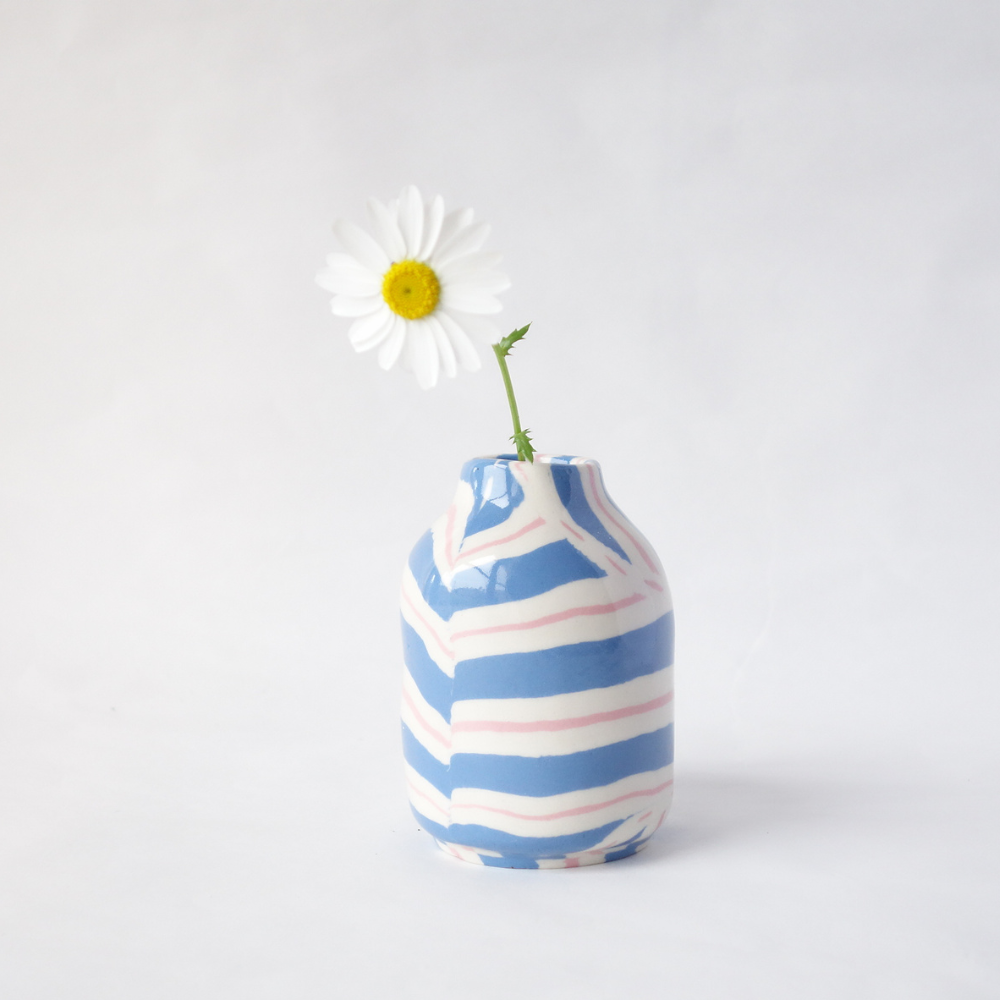 Nerikomi Blue Bamileke Flower Vase