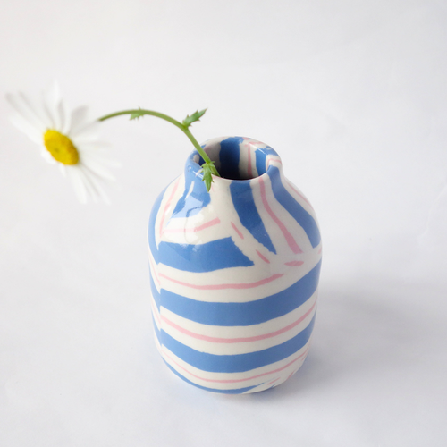 Nerikomi Blue Bamileke Flower Vase