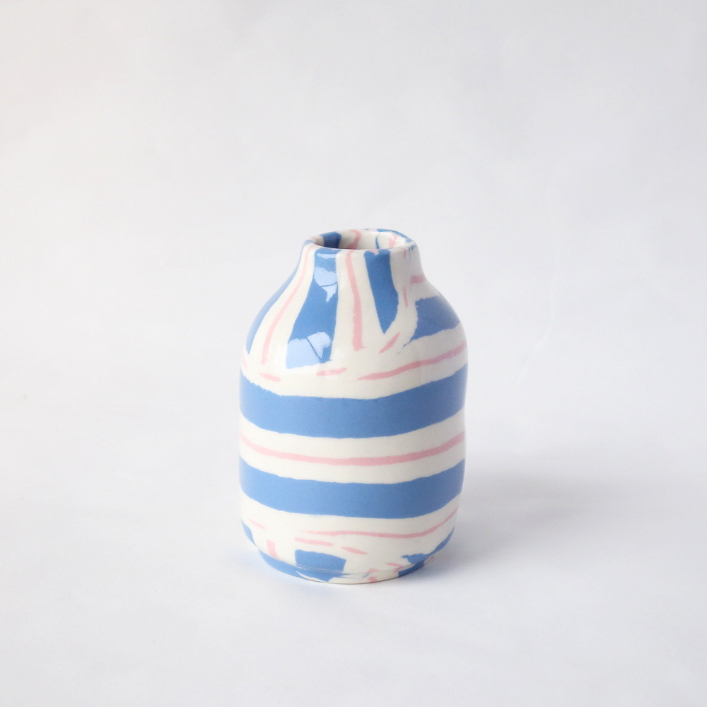 Nerikomi Blue Bamileke Flower Vase