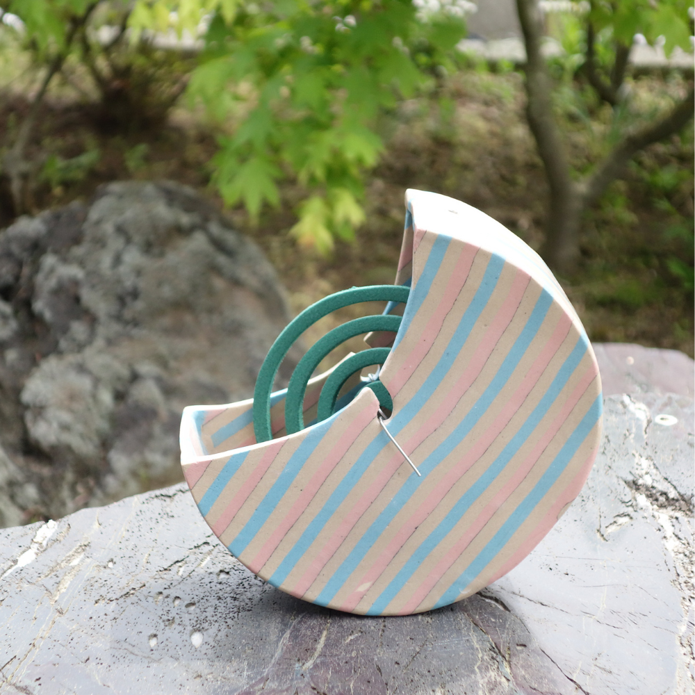 Nerikomi Pink and Blue Stripes Mosquito Coil Holder