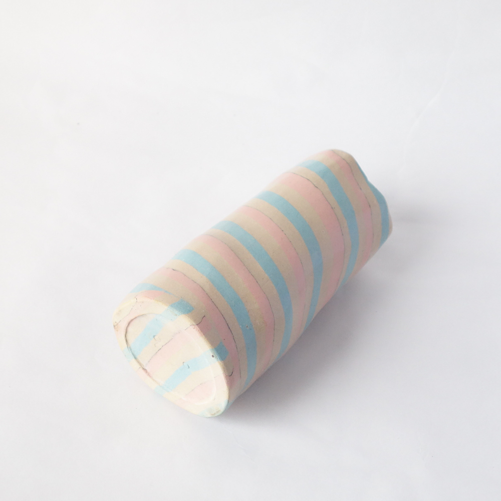 Nerikomi Pink and Blue Stripes Flower Vase
