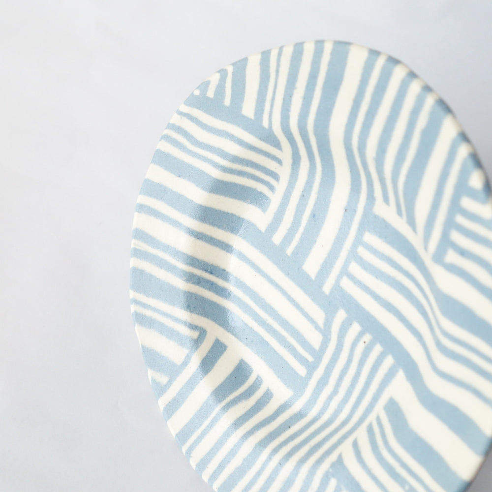 Nerikomi Blue Pattern Small Bowl Wide Rim