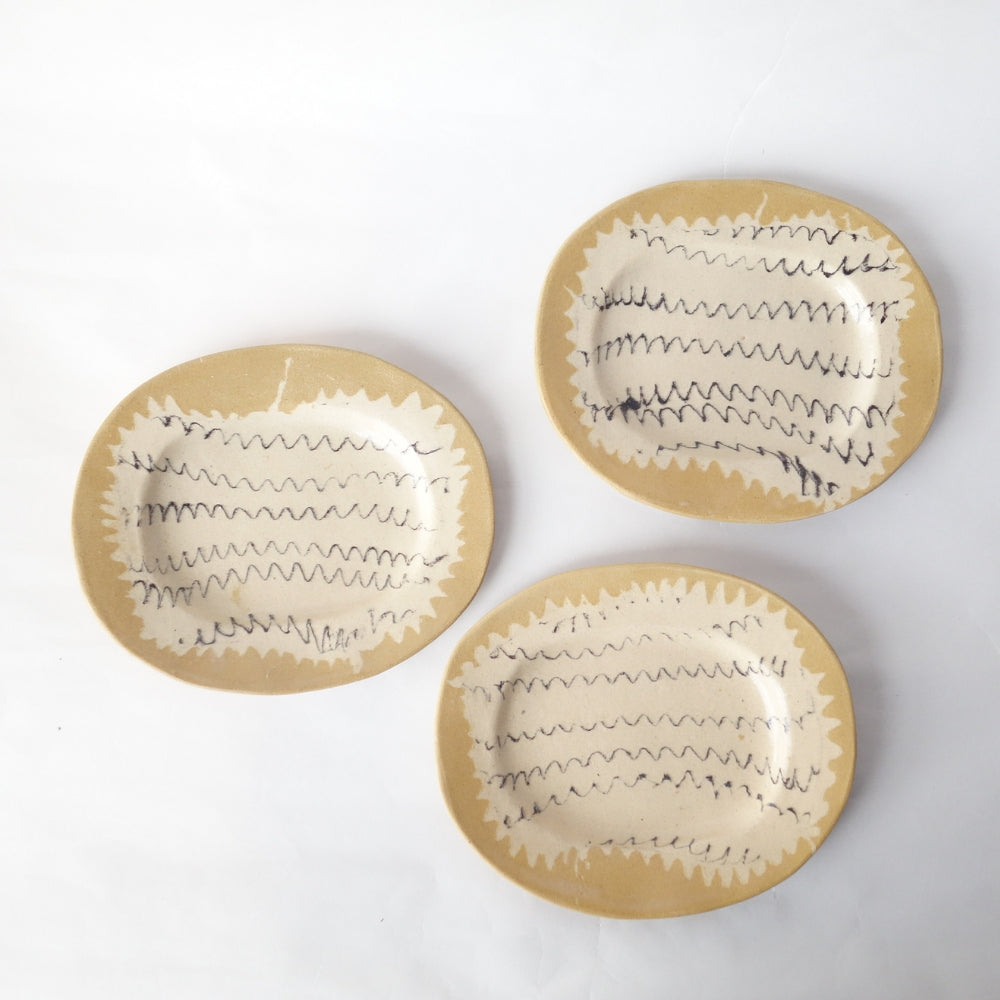Nerikomi Yellow mmm Pattern Oval Plate