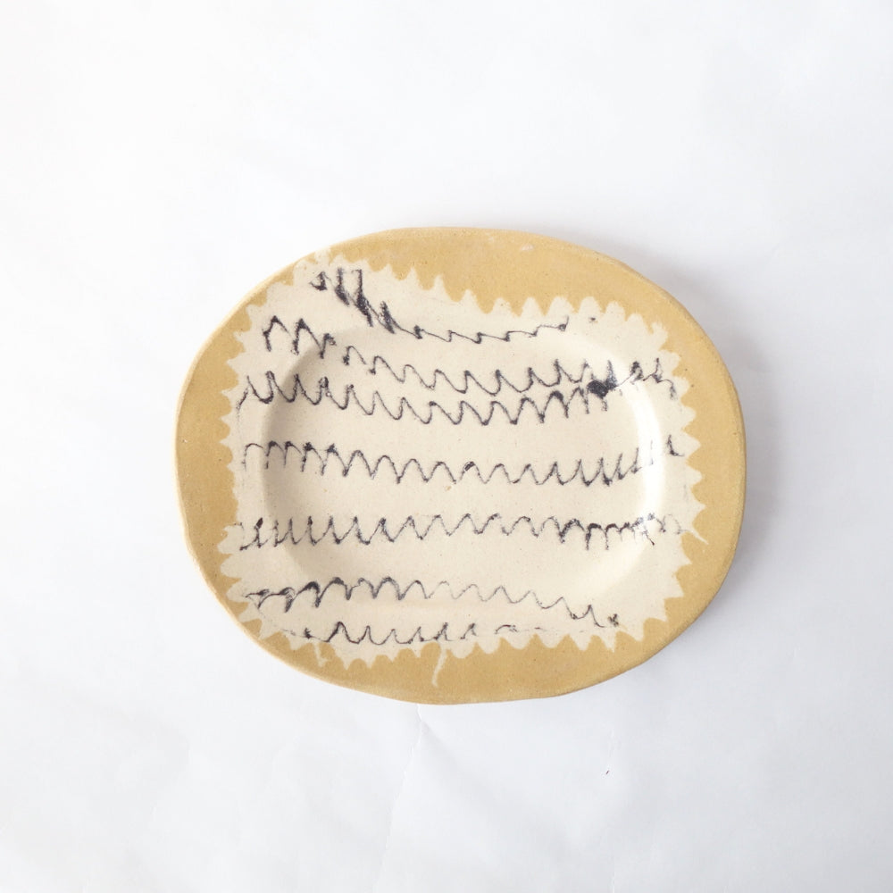 Nerikomi Yellow mmm Pattern Oval Plate