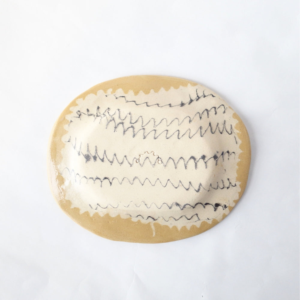 Nerikomi Yellow mmm Pattern Oval Plate