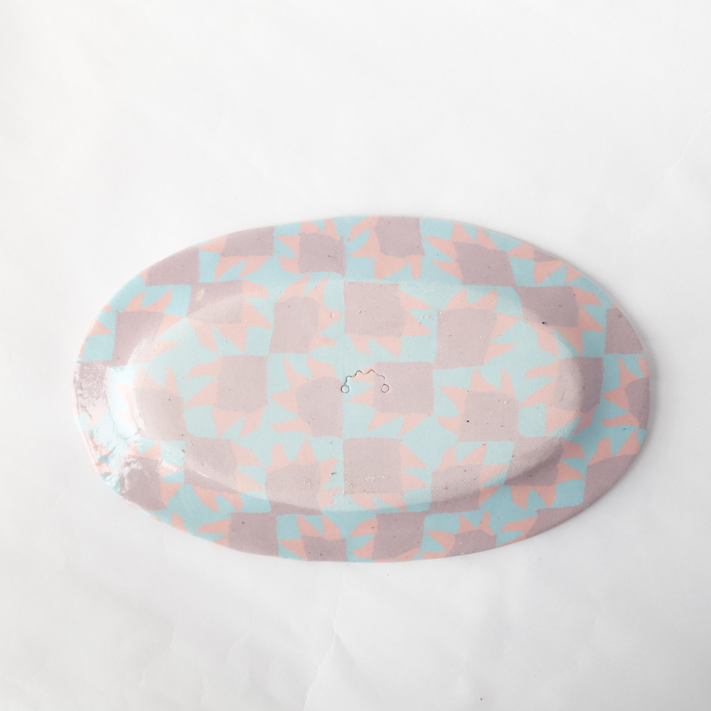 Nerikomi American Quilt Pattern Oval Plate