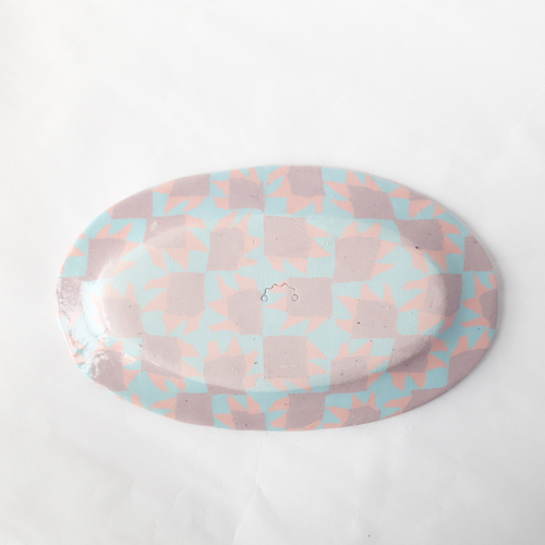 Nerikomi American Quilt Pattern Oval Plate