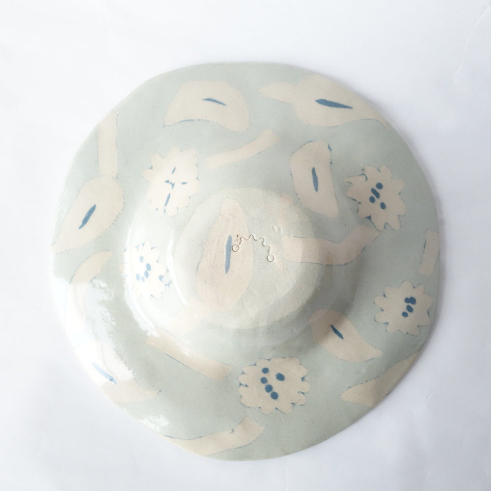 Nerikomi Spring Blue Seed Garden Round Bowl Wide Rim