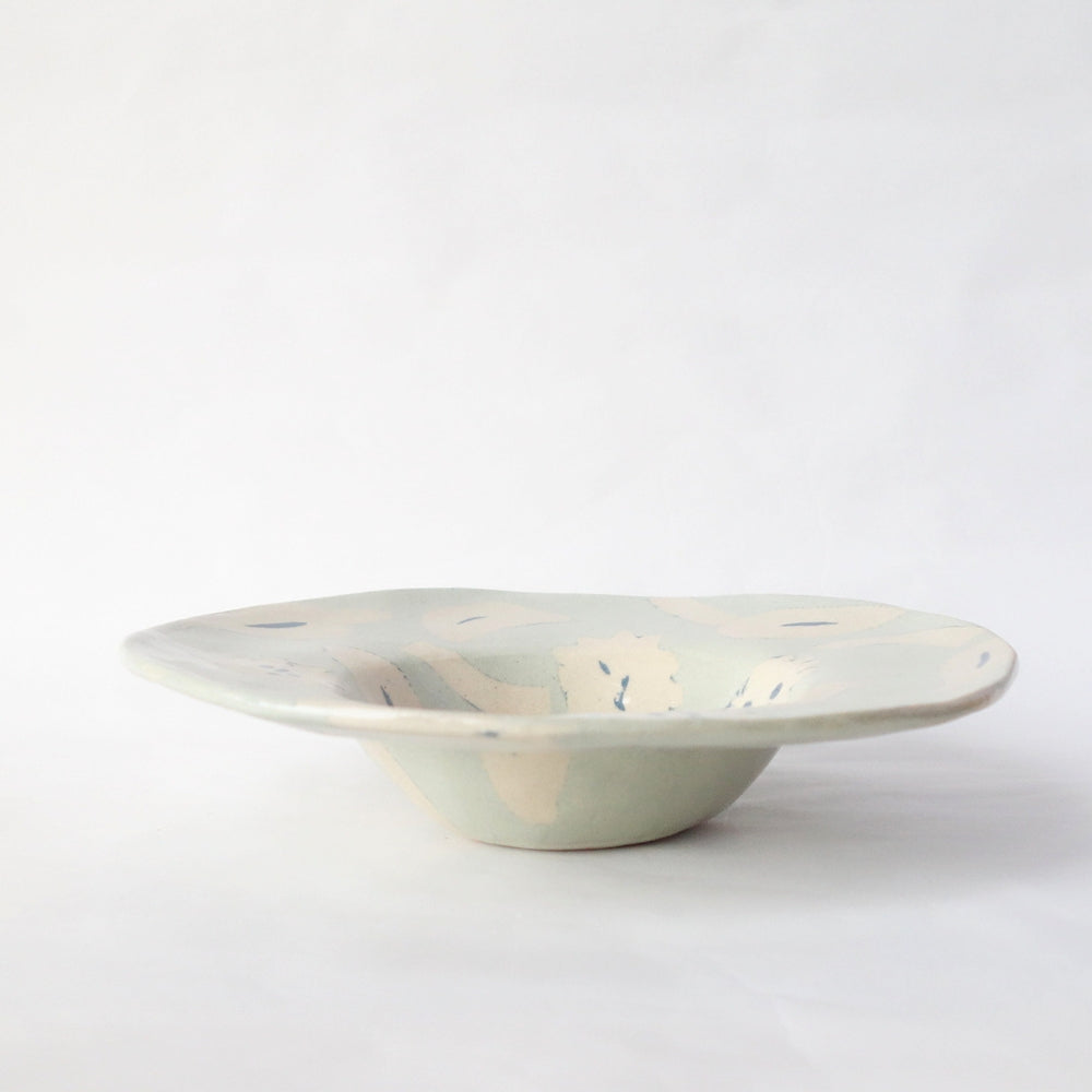 Nerikomi Spring Blue Seed Garden Round Bowl Wide Rim