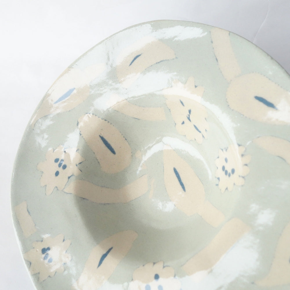 Nerikomi Spring Blue Seed Garden Round Bowl Wide Rim